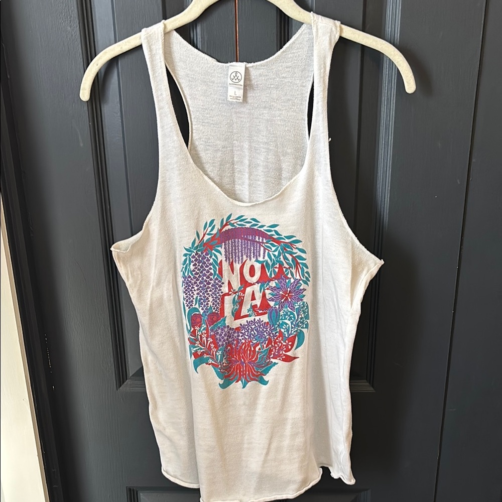 Dirty Coast New Orleans Original NOLA artwork on White Tank Top Jazz Fest